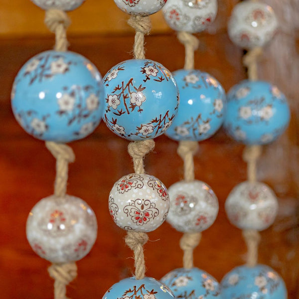 Porcelain Tsugo Ball Garland Manila Rope Ceramic Ball Hanging Decorations