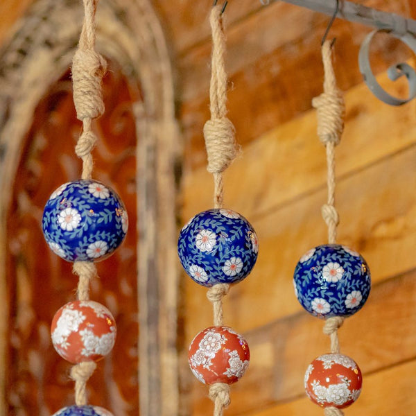 Porcelain Tsugo Ball Garland Manila Rope Ceramic Ball Hanging Decorations