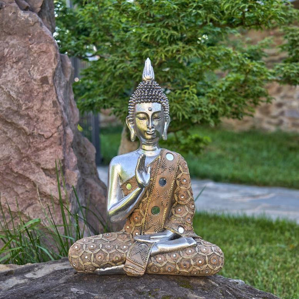 16" Tall Polyresin Preaching Tibetan Buddha in the Vitarka Mudra