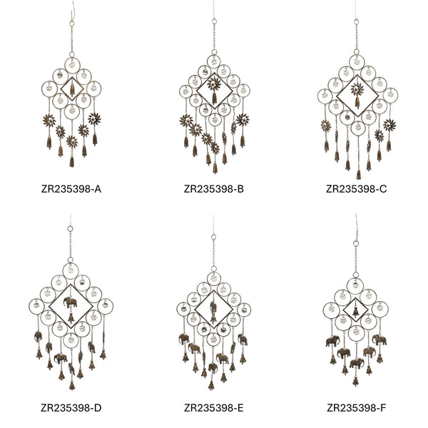 33.7" Long Bohemian Style Metal "Chobe" Wind Chimes with Sun & Stars