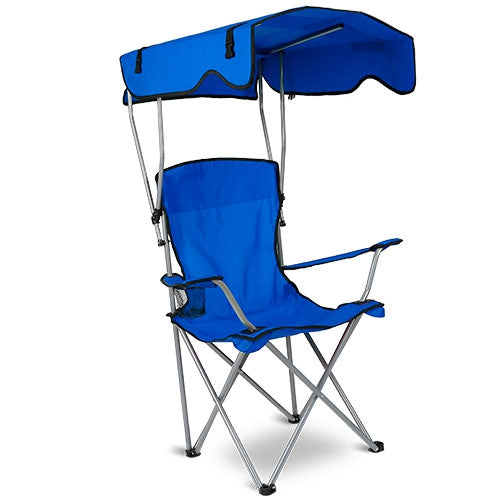 Foldable Beach Canopy Chair Sun Protection Camping Lawn Chair Seat w/ Cup Holder