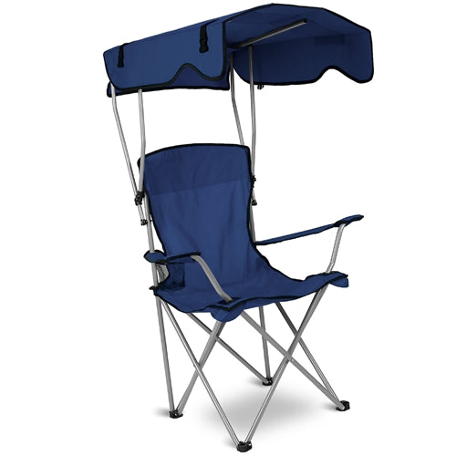 Foldable Beach Canopy Chair Sun Protection Camping Lawn Chair Seat w/ Cup Holder