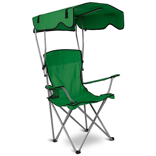 Foldable Beach Canopy Chair Sun Protection Camping Lawn Chair Seat w/ Cup Holder