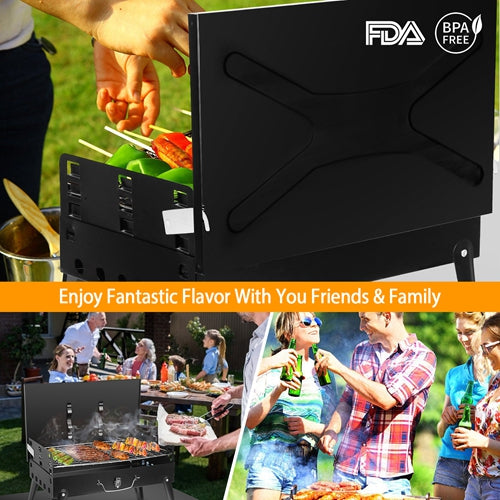 Small Portable Charcoal Grill Foldable BBQ Suitcase Grill For Outdoor Camping