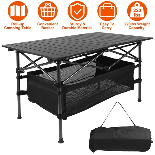 Folding Camping Table Portable Lightweight Aluminum Roll-up BBQ Outdoor Beach Backyard