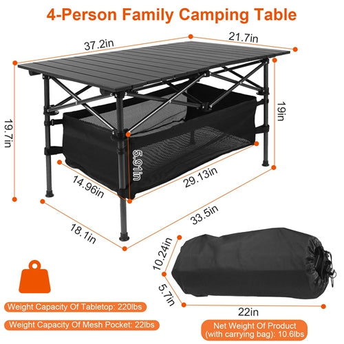 Folding Camping Table Portable Lightweight Aluminum Roll-up BBQ Outdoor Beach Backyard