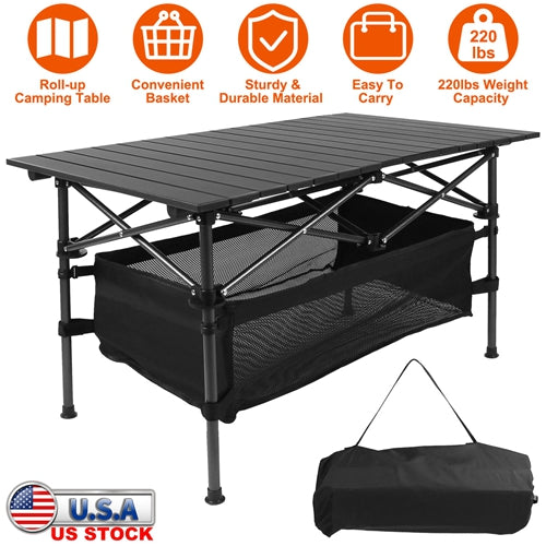 Folding Camping Table Portable Lightweight Aluminum Roll-up BBQ Outdoor Beach Backyard