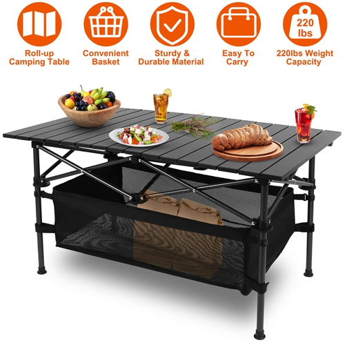 Folding Camping Table Portable Lightweight Aluminum Roll-up BBQ Outdoor Beach Backyard