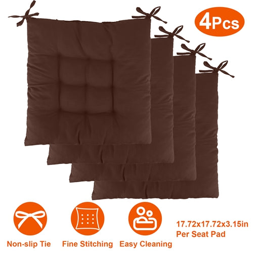 4 Pack Square Chair Replacement Cushion Pads Pillow Soft Tie On Sitting Mats