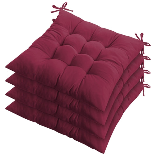 4 Pack Square Chair Replacement Cushion Pads Pillow Soft Tie On Sitting Mats