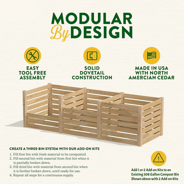 308 Gallon Cedar Wood Compost Bin - Add on Kit for