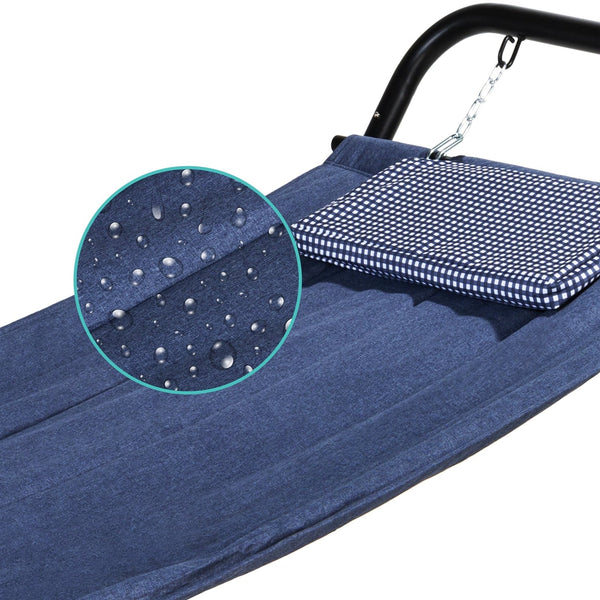Waterproof Patio Hammock w/ Stand Pillow Storage Pockets Blue