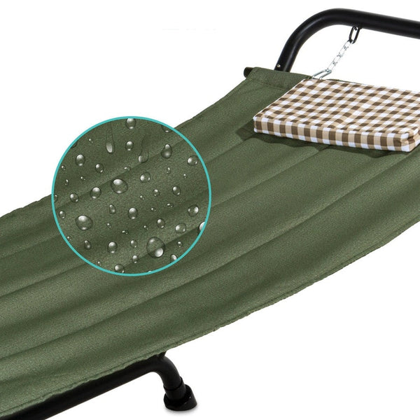 Waterproof Patio Hammock w/ Stand Pillow Storage Pockets Green