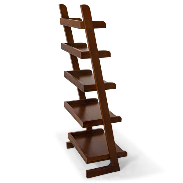 5-Tier Ladder Shelf in Birch Wood Cherry Finish