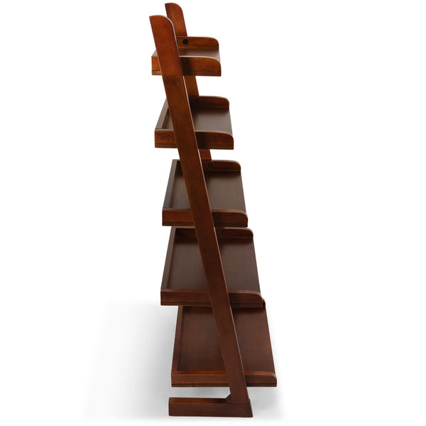 5-Tier Ladder Shelf in Birch Wood Cherry Finish