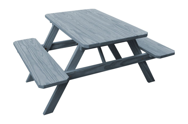Pine Wood Table with Attached Benches