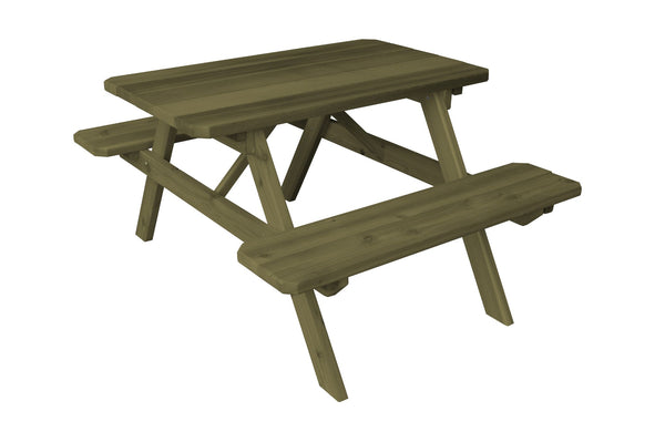 Cedar Wood Table w/ Attached Benches