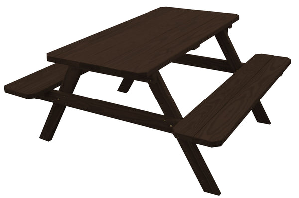 Pine Wood Table with Attached Benches