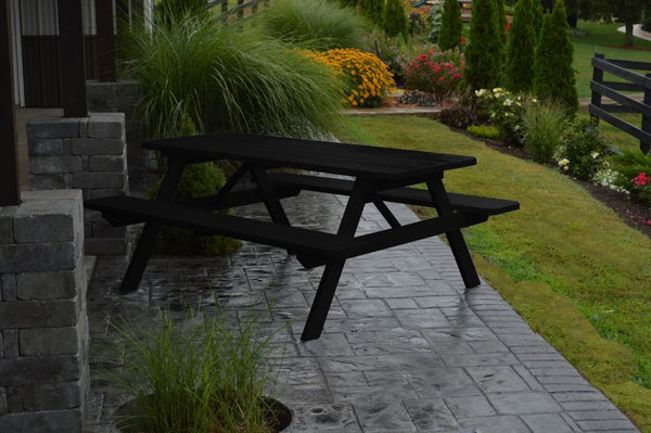 Pine Wood Table with Attached Benches