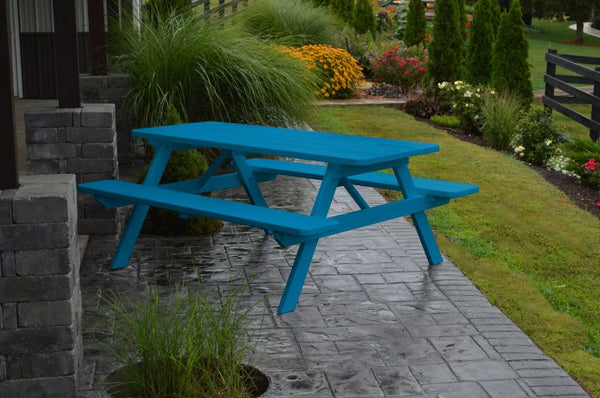 Pine Wood Table with Attached Benches