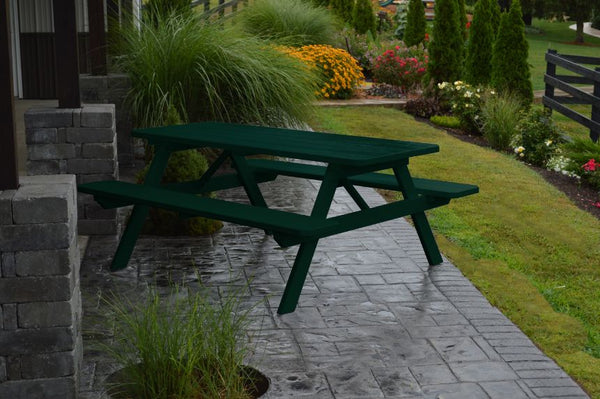 Pine Wood Table with Attached Benches