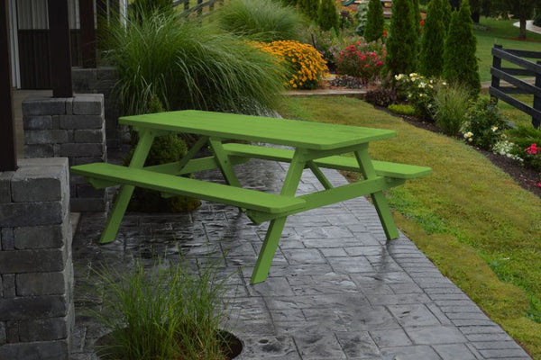 Pine Wood Table with Attached Benches