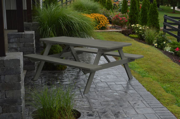 Pine Wood Table with Attached Benches
