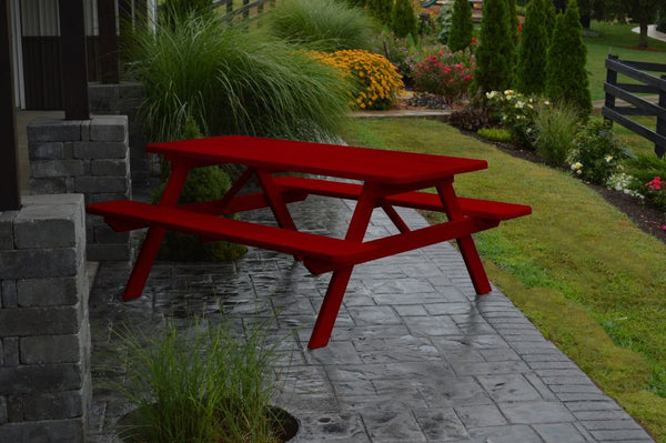 Pine Wood Table with Attached Benches
