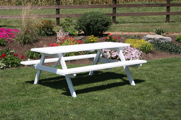 Pine Wood Table with Attached Benches