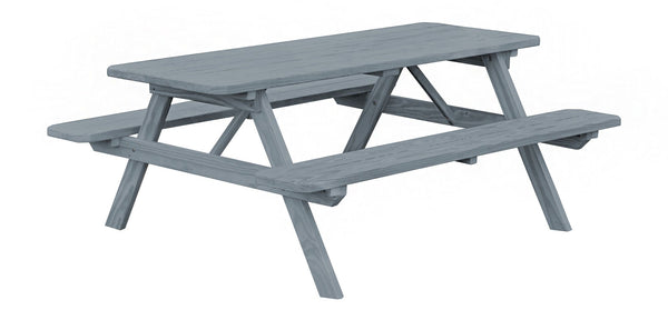 Classic Pine Wood Table w/ Attached Benches