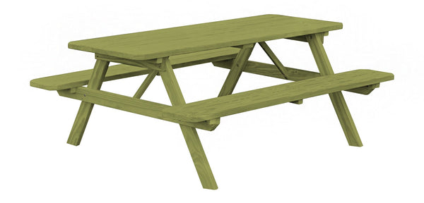 Classic Pine Wood Table w/ Attached Benches