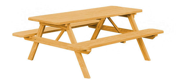 Classic Pine Wood Table w/ Attached Benches