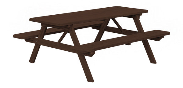 Classic Pine Wood Table w/ Attached Benches
