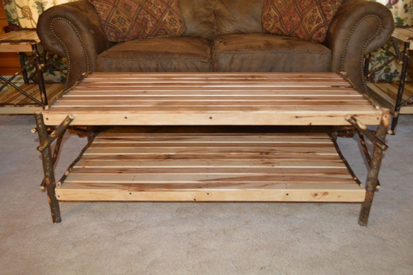 Hickory Wood Coffee Table with Shelf
