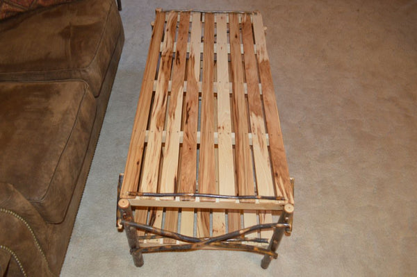 Hickory Wood Coffee Table with Shelf