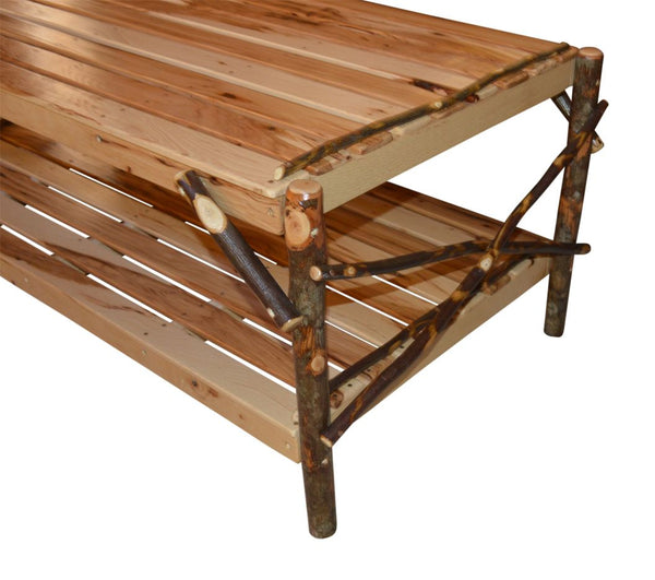 Hickory Wood Coffee Table with Shelf