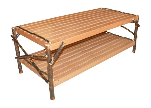 Hickory Wood Coffee Table with Shelf