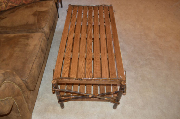 Hickory Wood Coffee Table with Shelf