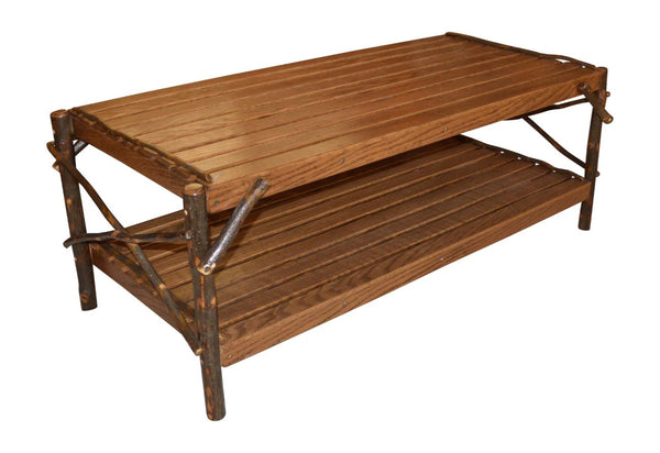 Hickory Wood Coffee Table with Shelf