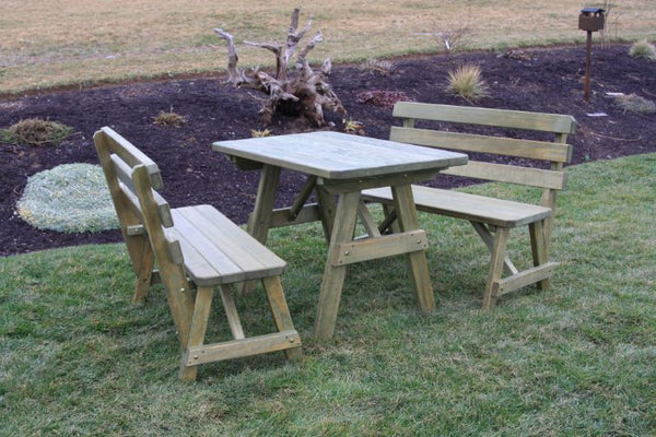 Table w/ 2 Backed Benches in Yellow Pine