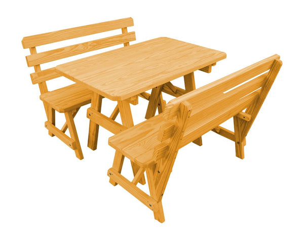 Table w/ 2 Backed Benches in Yellow Pine