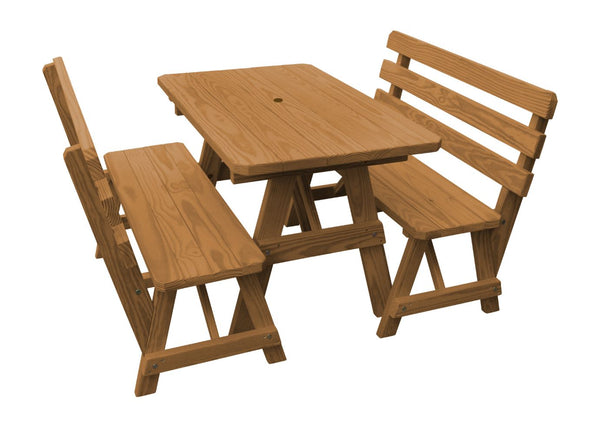 Table w/ 2 Backed Benches in Yellow Pine