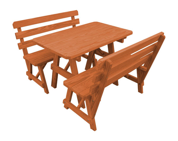 Table w/ 2 Backed Benches in Yellow Pine