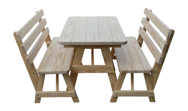 Table w/ 2 Backed Benches in Yellow Pine