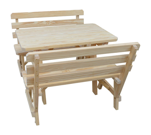 Table w/ 2 Backed Benches in Yellow Pine
