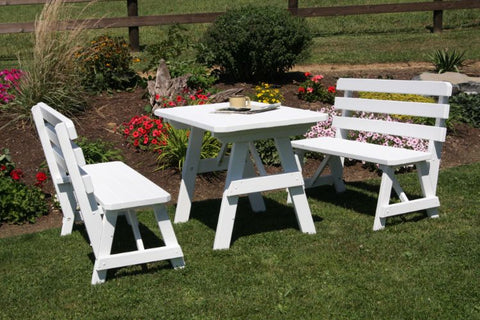 Table w/ 2 Backed Benches in Yellow Pine
