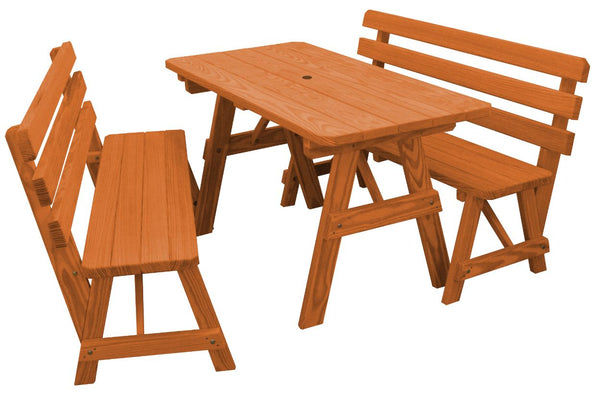 Table w/ 2 Backed Benches in Yellow Pine