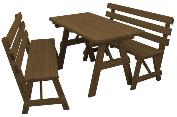 Table w/ 2 Backed Benches in Yellow Pine