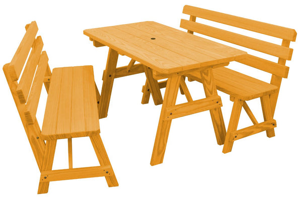 Table w/ 2 Backed Benches in Yellow Pine