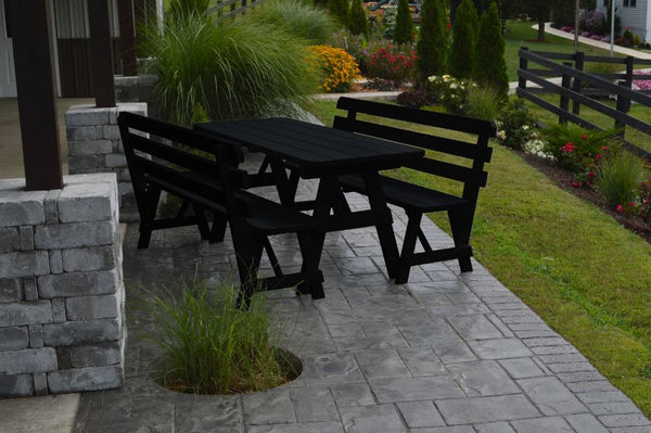 Table w/ 2 Backed Benches in Yellow Pine